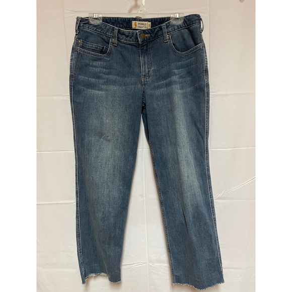 Carhartt Denim - Carhartt Blaine Style Women's Jeans 14 Short Medium Wash Straight Leg Raw hem.